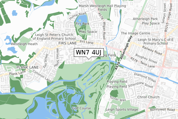 WN7 4UJ map - small scale - OS Open Zoomstack (Ordnance Survey)