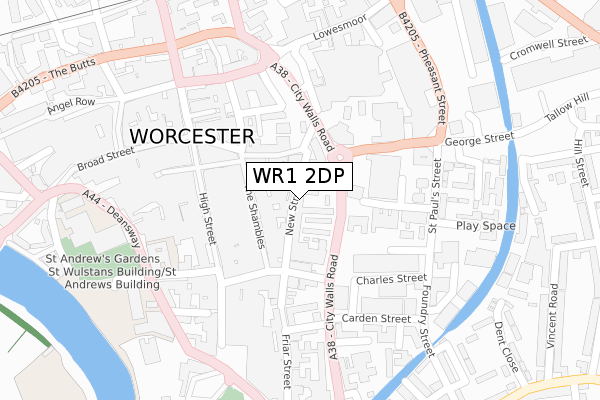 WR1 2DP map - large scale - OS Open Zoomstack (Ordnance Survey)