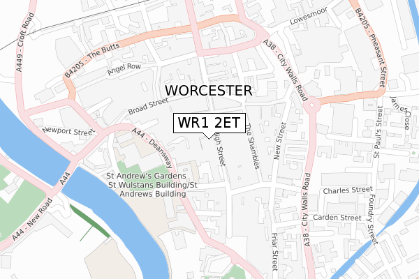 WR1 2ET map - large scale - OS Open Zoomstack (Ordnance Survey)