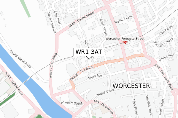 WR1 3AT map - large scale - OS Open Zoomstack (Ordnance Survey)