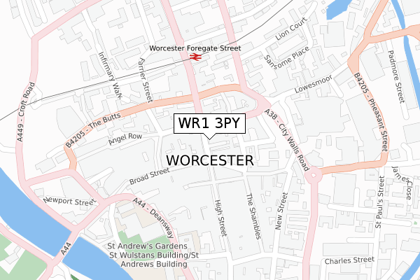 WR1 3PY map - large scale - OS Open Zoomstack (Ordnance Survey)