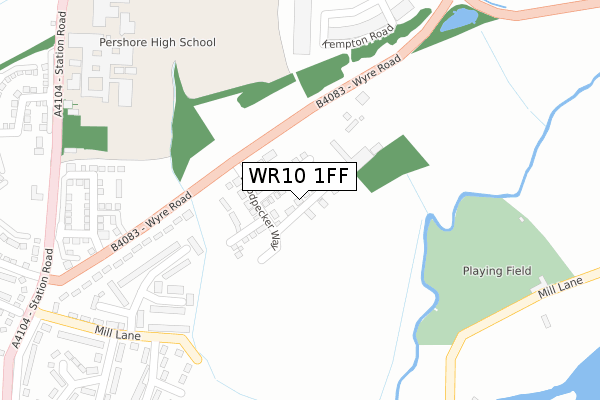 WR10 1FF map - large scale - OS Open Zoomstack (Ordnance Survey)