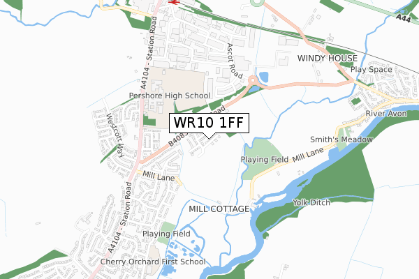 WR10 1FF map - small scale - OS Open Zoomstack (Ordnance Survey)