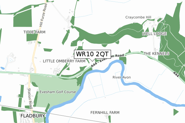 WR10 2QT map - small scale - OS Open Zoomstack (Ordnance Survey)