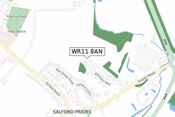 WR11 8AN map - large scale - OS Open Zoomstack (Ordnance Survey)