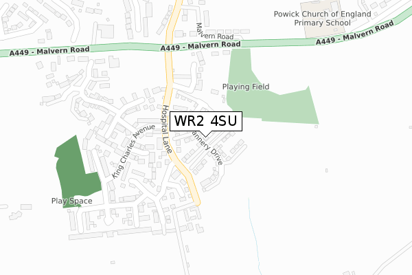 WR2 4SU map - large scale - OS Open Zoomstack (Ordnance Survey)