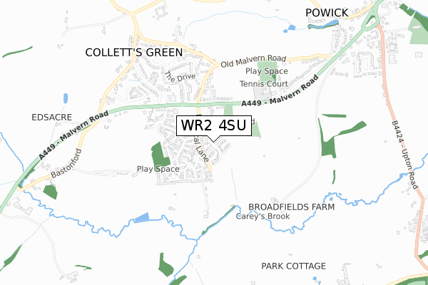 WR2 4SU map - small scale - OS Open Zoomstack (Ordnance Survey)