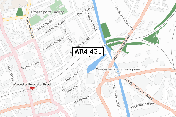 WR4 4GL map - large scale - OS Open Zoomstack (Ordnance Survey)