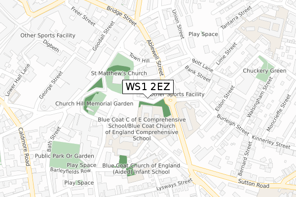 WS1 2EZ map - large scale - OS Open Zoomstack (Ordnance Survey)