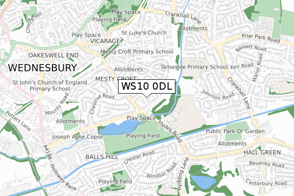 WS10 0DL map - small scale - OS Open Zoomstack (Ordnance Survey)