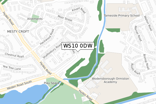 WS10 0DW map - large scale - OS Open Zoomstack (Ordnance Survey)