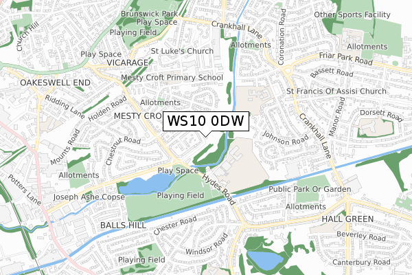 WS10 0DW map - small scale - OS Open Zoomstack (Ordnance Survey)