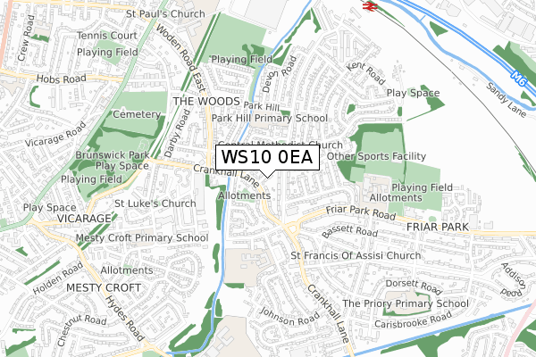 WS10 0EA map - small scale - OS Open Zoomstack (Ordnance Survey)