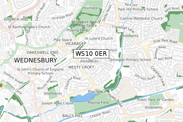 WS10 0ER map - small scale - OS Open Zoomstack (Ordnance Survey)