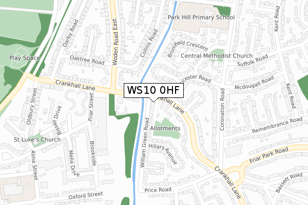 WS10 0HF map - large scale - OS Open Zoomstack (Ordnance Survey)