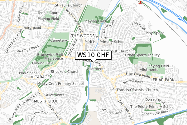 WS10 0HF map - small scale - OS Open Zoomstack (Ordnance Survey)