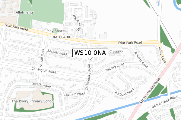 WS10 0NA map - large scale - OS Open Zoomstack (Ordnance Survey)