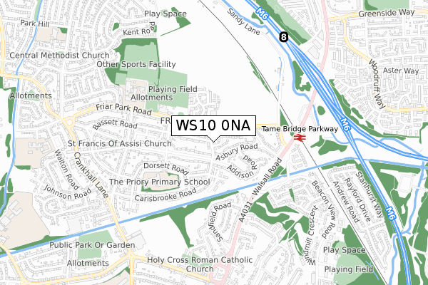 WS10 0NA map - small scale - OS Open Zoomstack (Ordnance Survey)