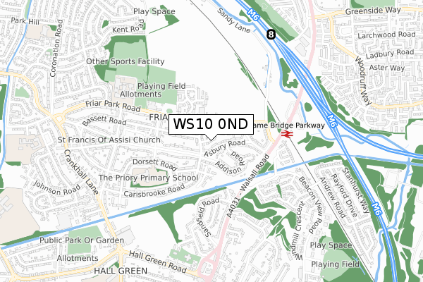 WS10 0ND map - small scale - OS Open Zoomstack (Ordnance Survey)