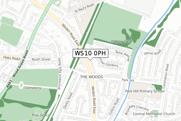 WS10 0PH map - large scale - OS Open Zoomstack (Ordnance Survey)