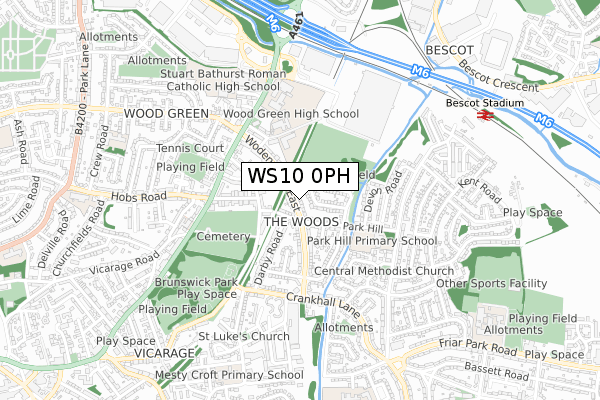 WS10 0PH map - small scale - OS Open Zoomstack (Ordnance Survey)