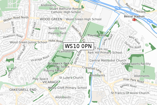 WS10 0PN map - small scale - OS Open Zoomstack (Ordnance Survey)