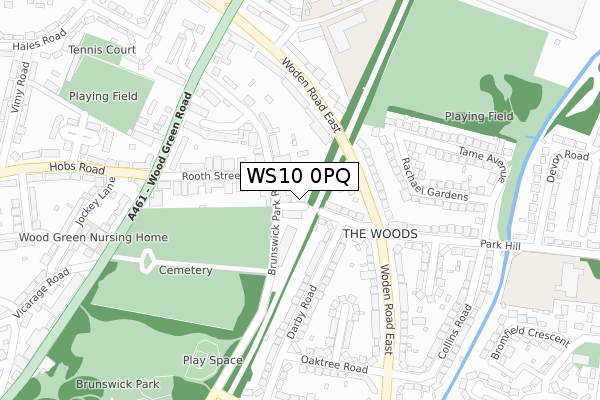 WS10 0PQ map - large scale - OS Open Zoomstack (Ordnance Survey)