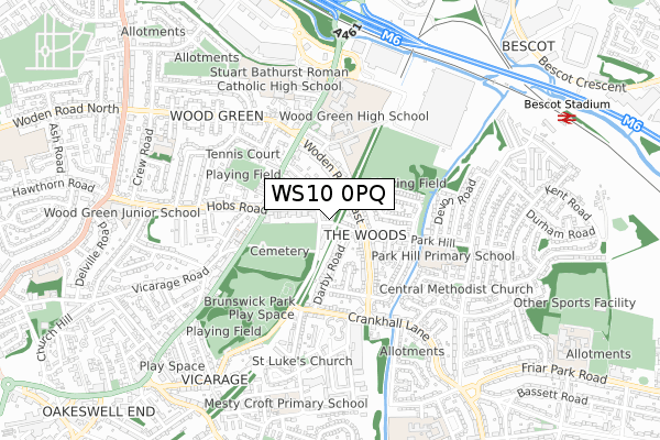 WS10 0PQ map - small scale - OS Open Zoomstack (Ordnance Survey)