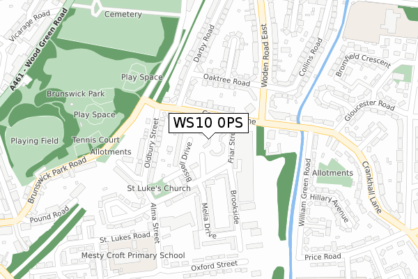 WS10 0PS map - large scale - OS Open Zoomstack (Ordnance Survey)