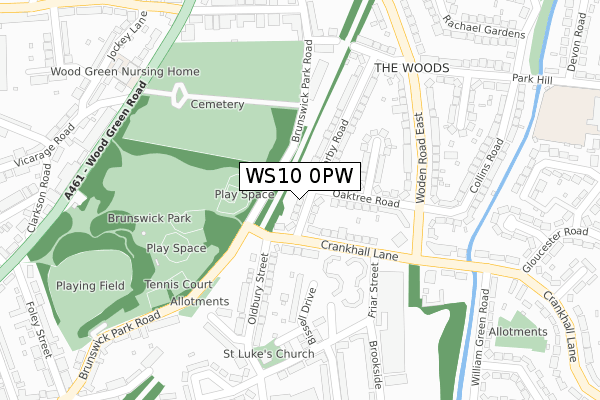 WS10 0PW map - large scale - OS Open Zoomstack (Ordnance Survey)