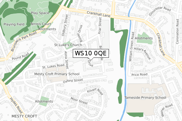 WS10 0QE map - large scale - OS Open Zoomstack (Ordnance Survey)