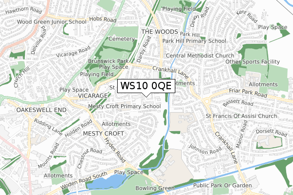 WS10 0QE map - small scale - OS Open Zoomstack (Ordnance Survey)