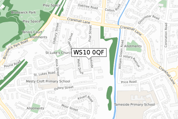 WS10 0QF map - large scale - OS Open Zoomstack (Ordnance Survey)