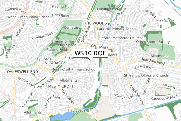 WS10 0QF map - small scale - OS Open Zoomstack (Ordnance Survey)