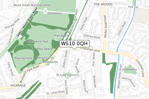 WS10 0QH map - large scale - OS Open Zoomstack (Ordnance Survey)