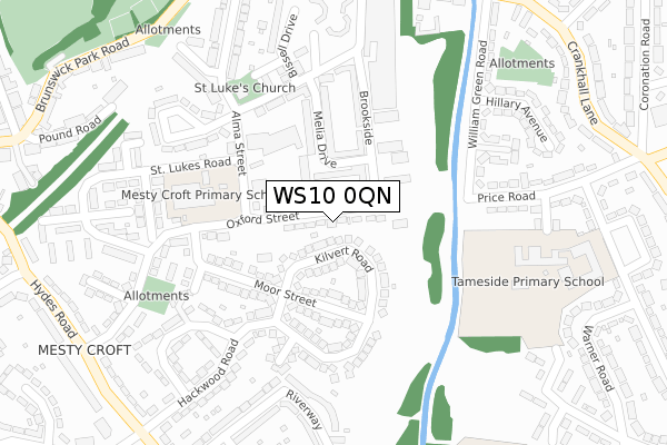 WS10 0QN map - large scale - OS Open Zoomstack (Ordnance Survey)