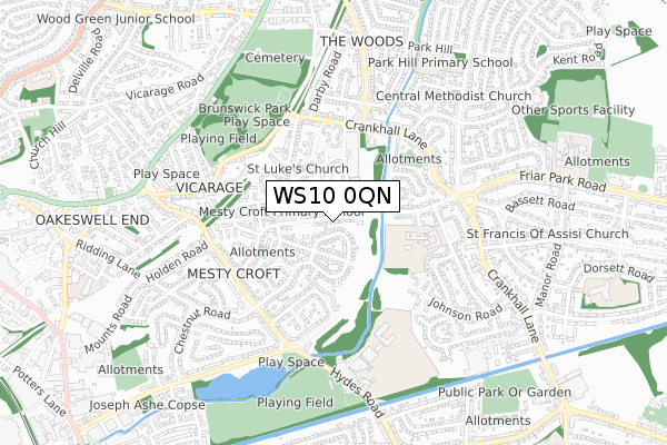 WS10 0QN map - small scale - OS Open Zoomstack (Ordnance Survey)