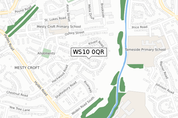 WS10 0QR map - large scale - OS Open Zoomstack (Ordnance Survey)