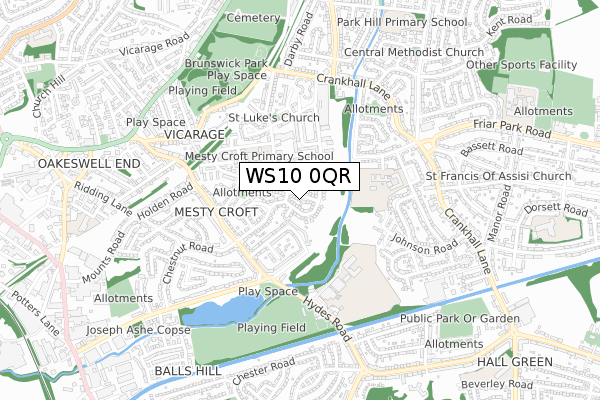 WS10 0QR map - small scale - OS Open Zoomstack (Ordnance Survey)