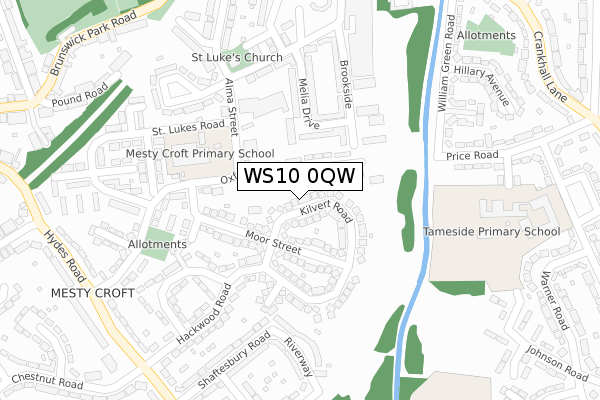 WS10 0QW map - large scale - OS Open Zoomstack (Ordnance Survey)