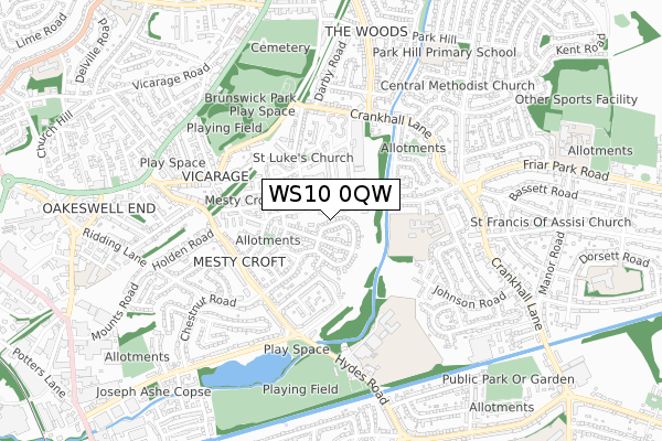 WS10 0QW map - small scale - OS Open Zoomstack (Ordnance Survey)