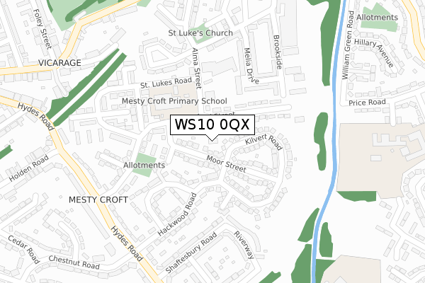 WS10 0QX map - large scale - OS Open Zoomstack (Ordnance Survey)