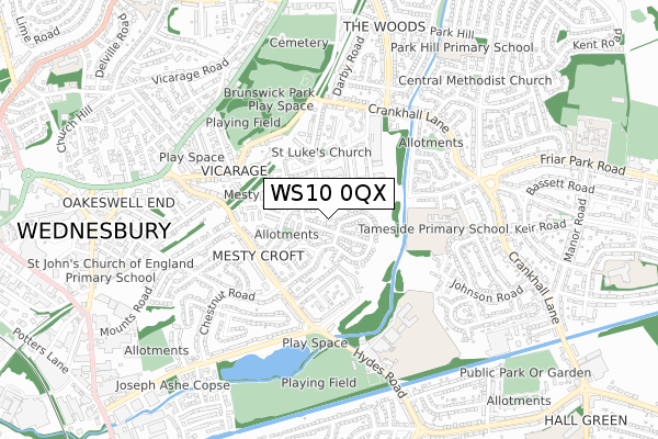 WS10 0QX map - small scale - OS Open Zoomstack (Ordnance Survey)