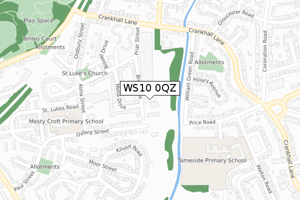 WS10 0QZ map - large scale - OS Open Zoomstack (Ordnance Survey)