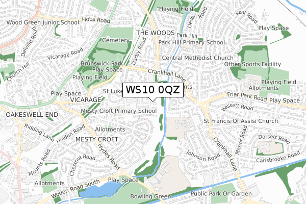 WS10 0QZ map - small scale - OS Open Zoomstack (Ordnance Survey)