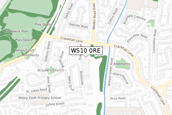 WS10 0RE map - large scale - OS Open Zoomstack (Ordnance Survey)