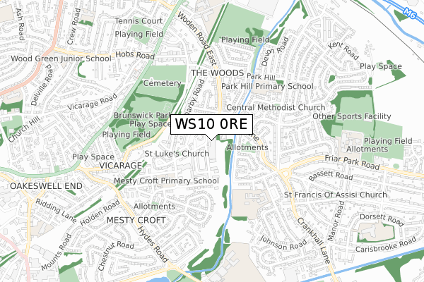 WS10 0RE map - small scale - OS Open Zoomstack (Ordnance Survey)