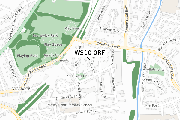 WS10 0RF map - large scale - OS Open Zoomstack (Ordnance Survey)