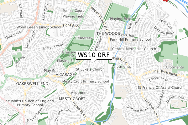 WS10 0RF map - small scale - OS Open Zoomstack (Ordnance Survey)