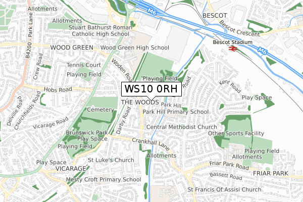 WS10 0RH map - small scale - OS Open Zoomstack (Ordnance Survey)